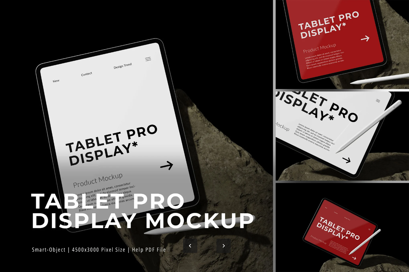 高端4K平板电脑PSD样机智能设备展示模板设计师必备Tablet Pro Display - Mockup-果觅网