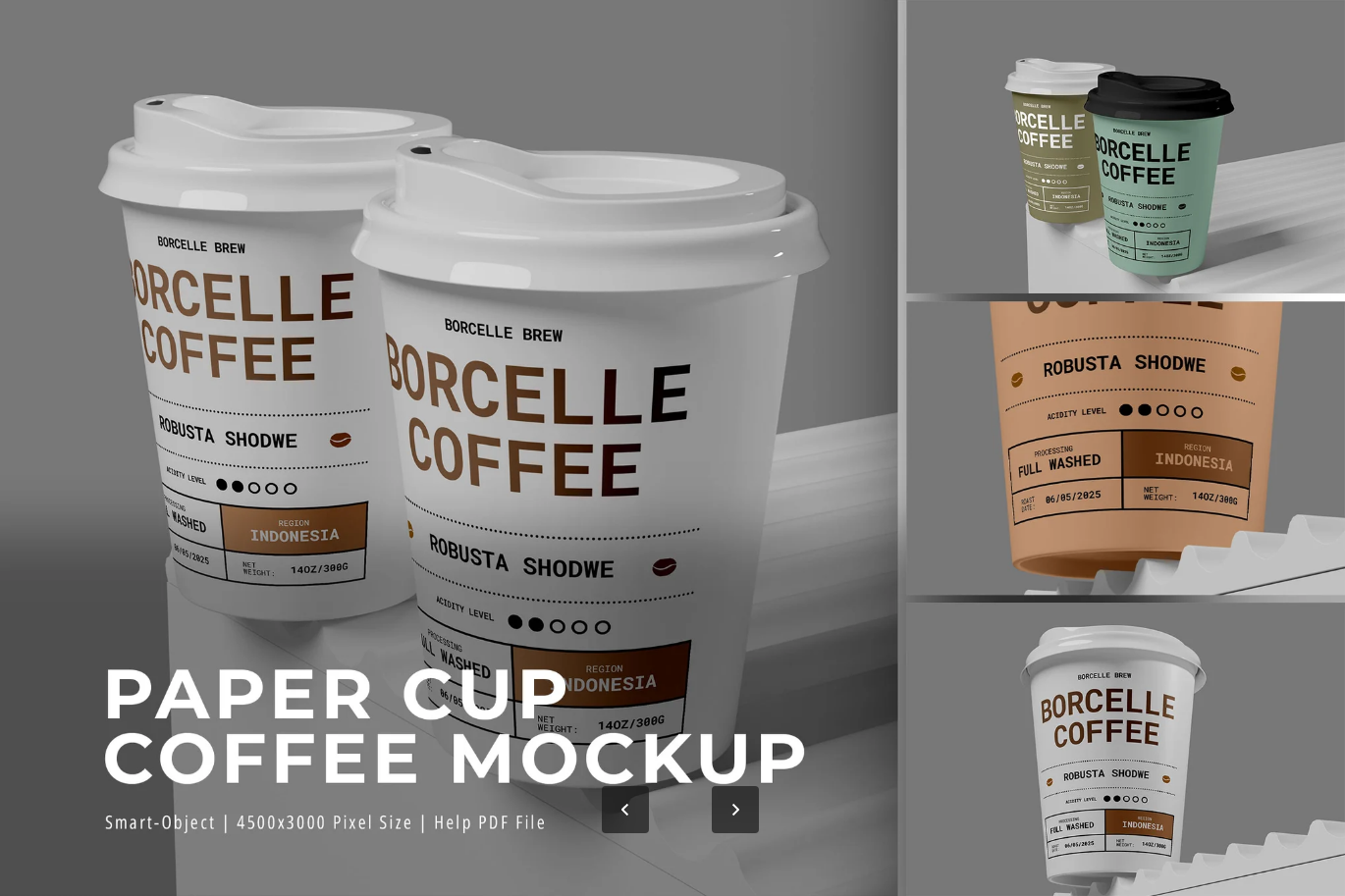 PSD分层咖啡杯样机6视角高分辨率CC2024免抠图智能对象素材Paper Coffee Cup ver.6 - Mockup-果觅网