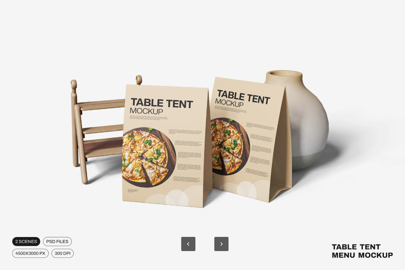 高清可编辑Table Tent菜单Mockup PS分层样机餐饮设计素材模板Table Tent Menu Mockup-果觅网