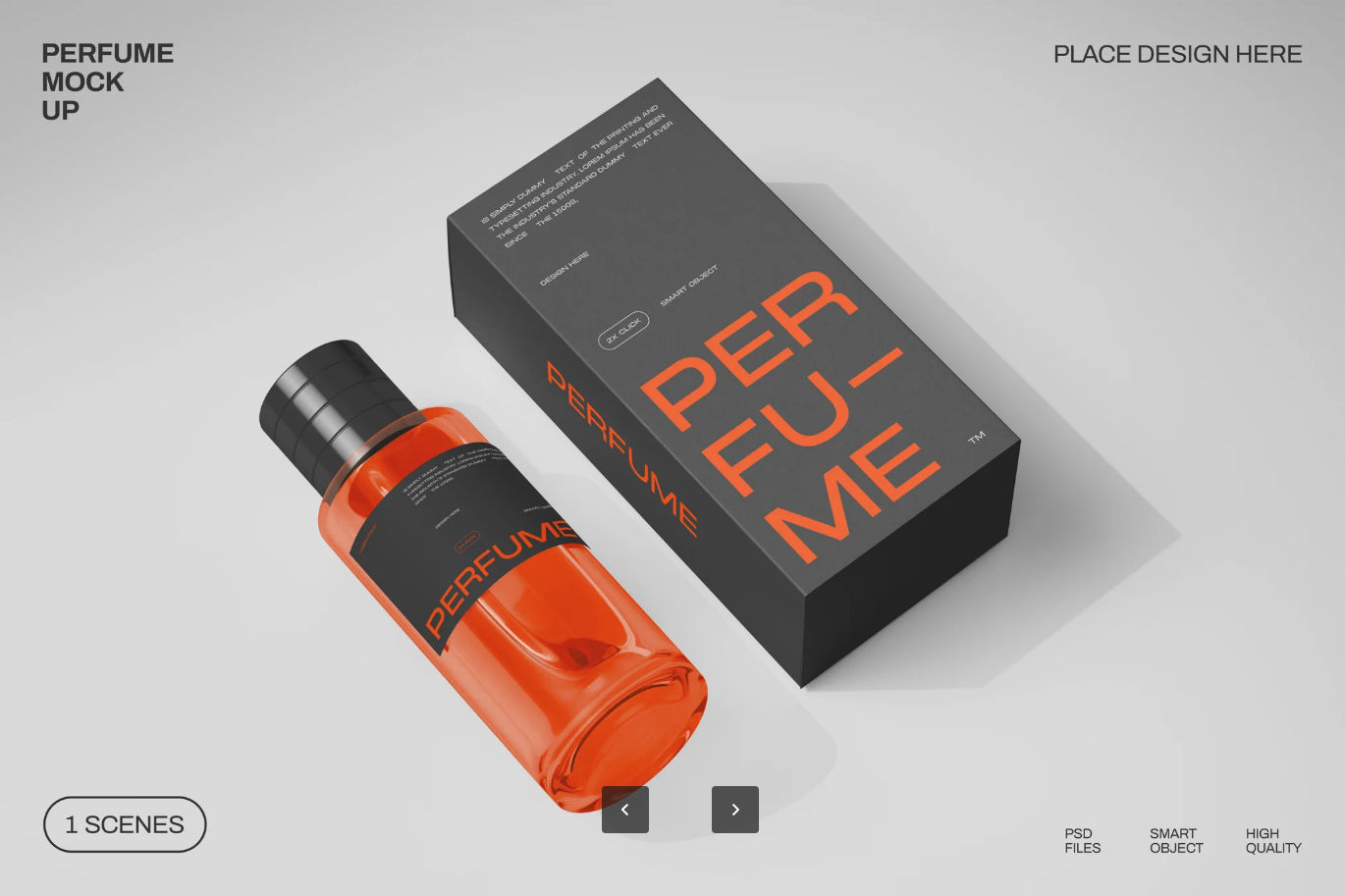 高端香水瓶PSD样机分层可编辑3D立体包装设计素材模板Perfume Mockup-果觅网