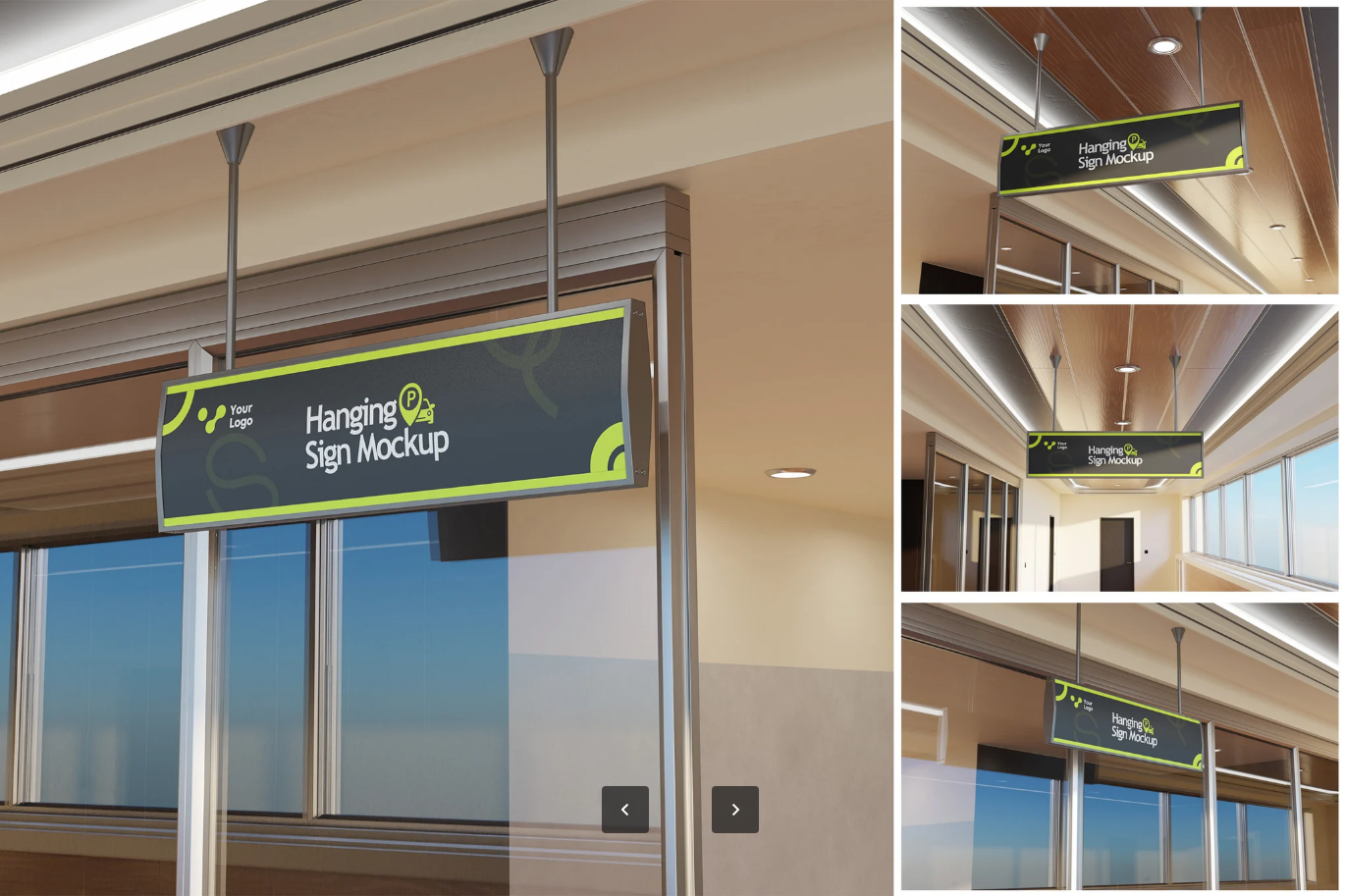 可编辑悬挂标牌PS样机分层素材 高清商业设计展示模板VI文件Hanging Sign Mockup-果觅网