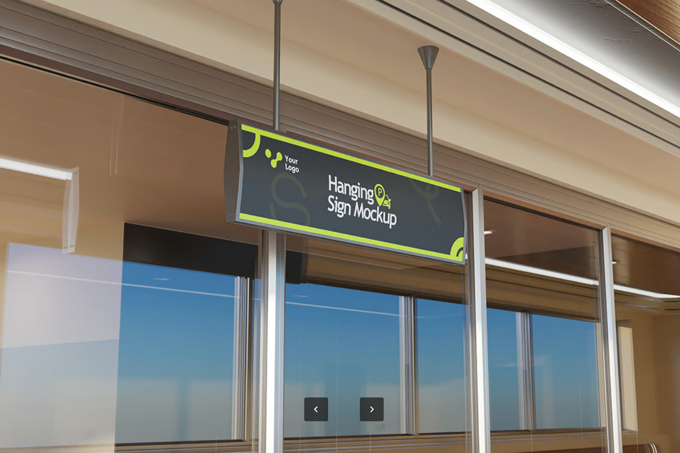 可编辑悬挂标牌PS样机分层素材 高清商业设计展示模板VI文件Hanging Sign Mockup-果觅网