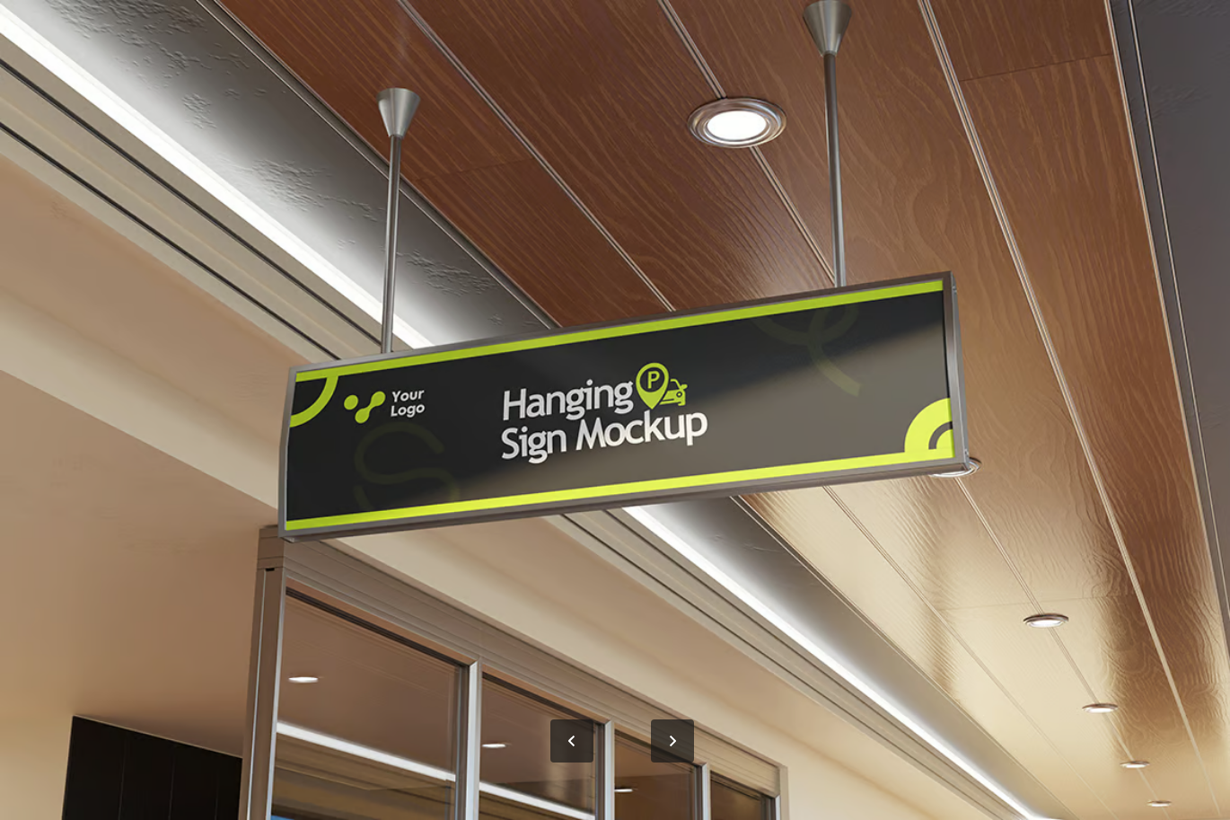 可编辑悬挂标牌PS样机分层素材 高清商业设计展示模板VI文件Hanging Sign Mockup-果觅网