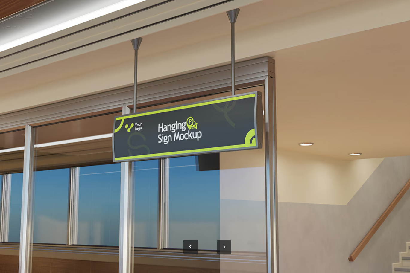 可编辑悬挂标牌PS样机分层素材 高清商业设计展示模板VI文件Hanging Sign Mockup-果觅网
