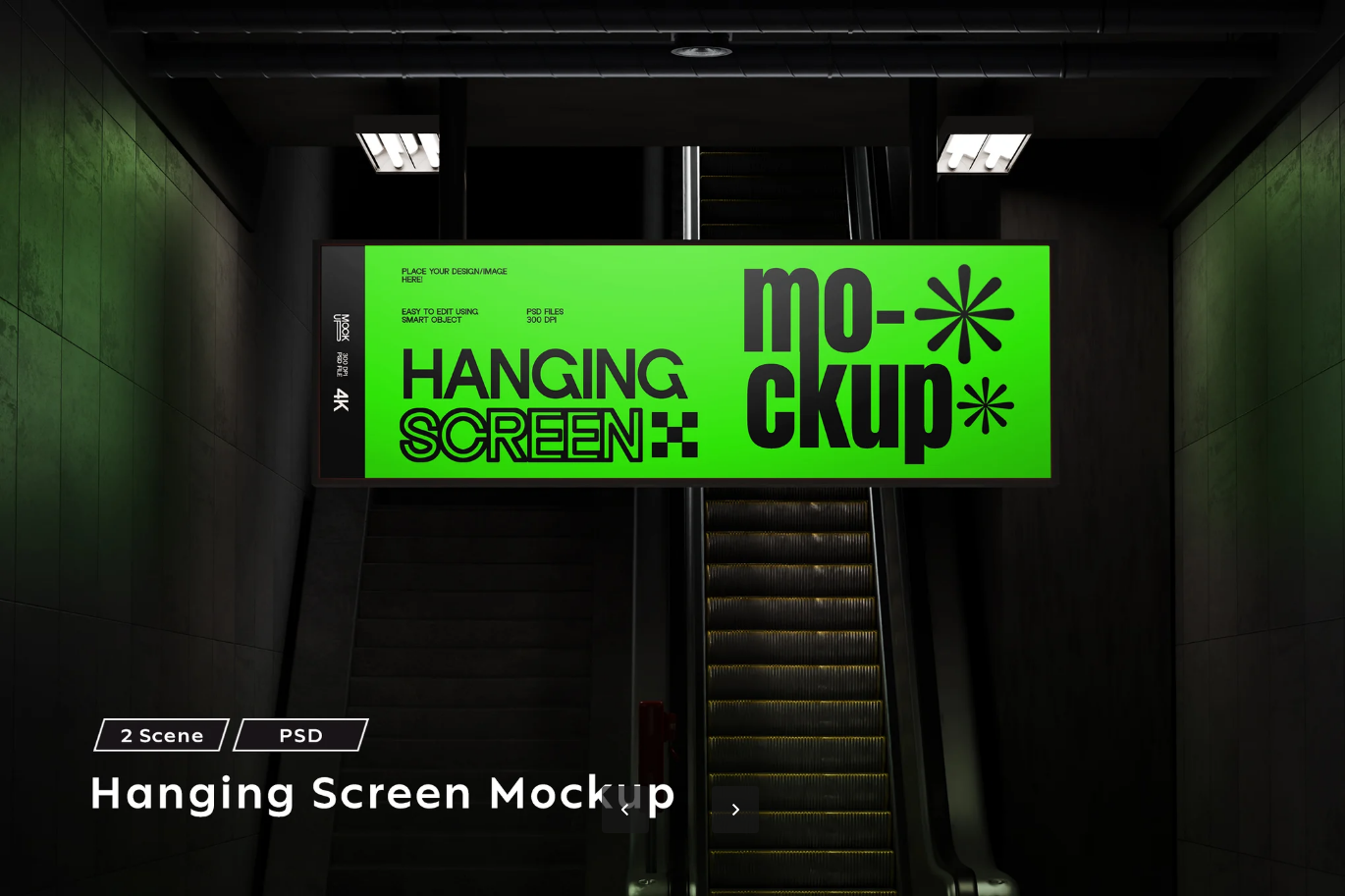 4K高清Hanging Screen样机 PSD分层可编辑悬挂屏幕Mockup设计师必备Hanging Screen Mockup-果觅网