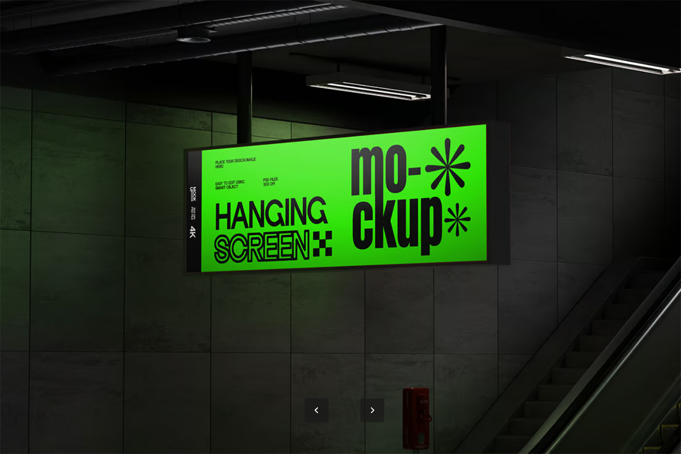 4K高清Hanging Screen样机 PSD分层可编辑悬挂屏幕Mockup设计师必备Hanging Screen Mockup-果觅网