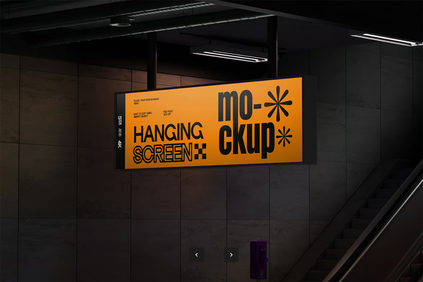 4K高清Hanging Screen样机 PSD分层可编辑悬挂屏幕Mockup设计师必备Hanging Screen Mockup-果觅网