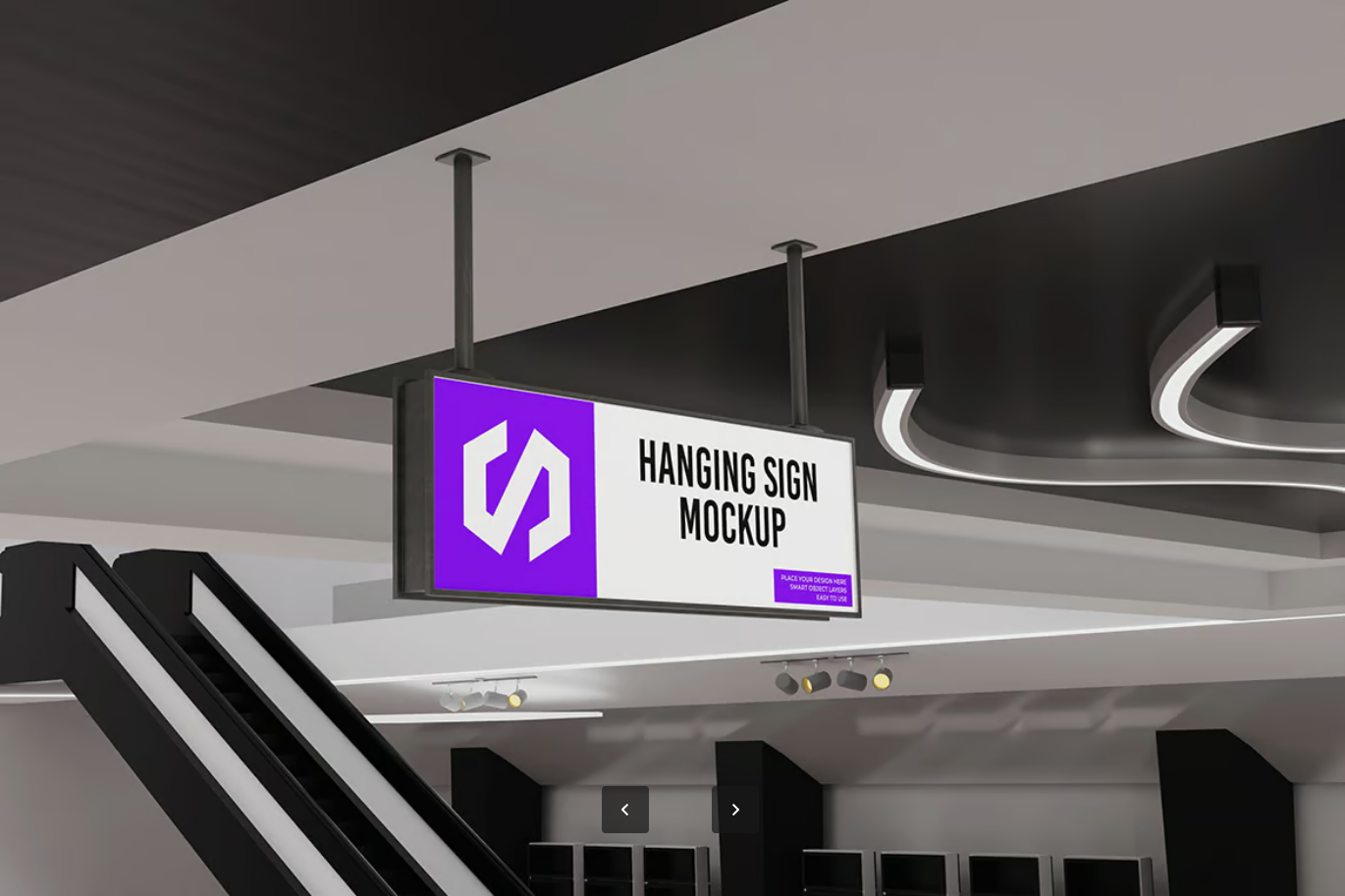 分层可编辑悬挂标牌PSD样机高清3D效果展示商业设计素材Hanging Sign Mockup-果觅网
