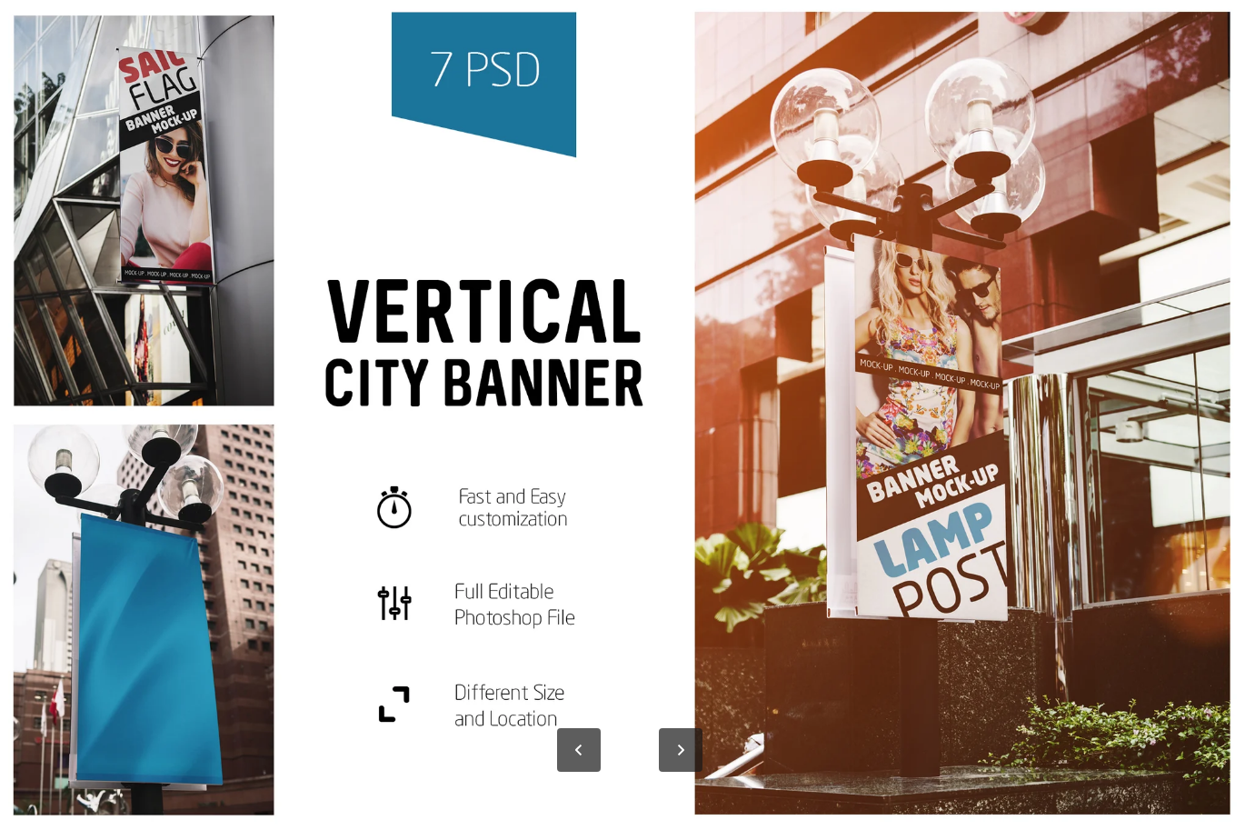 PSD分层竖版城市banner样机 高端广告设计素材mockup模板可编辑源文件Vertical City Banner Mock-Up-果觅网