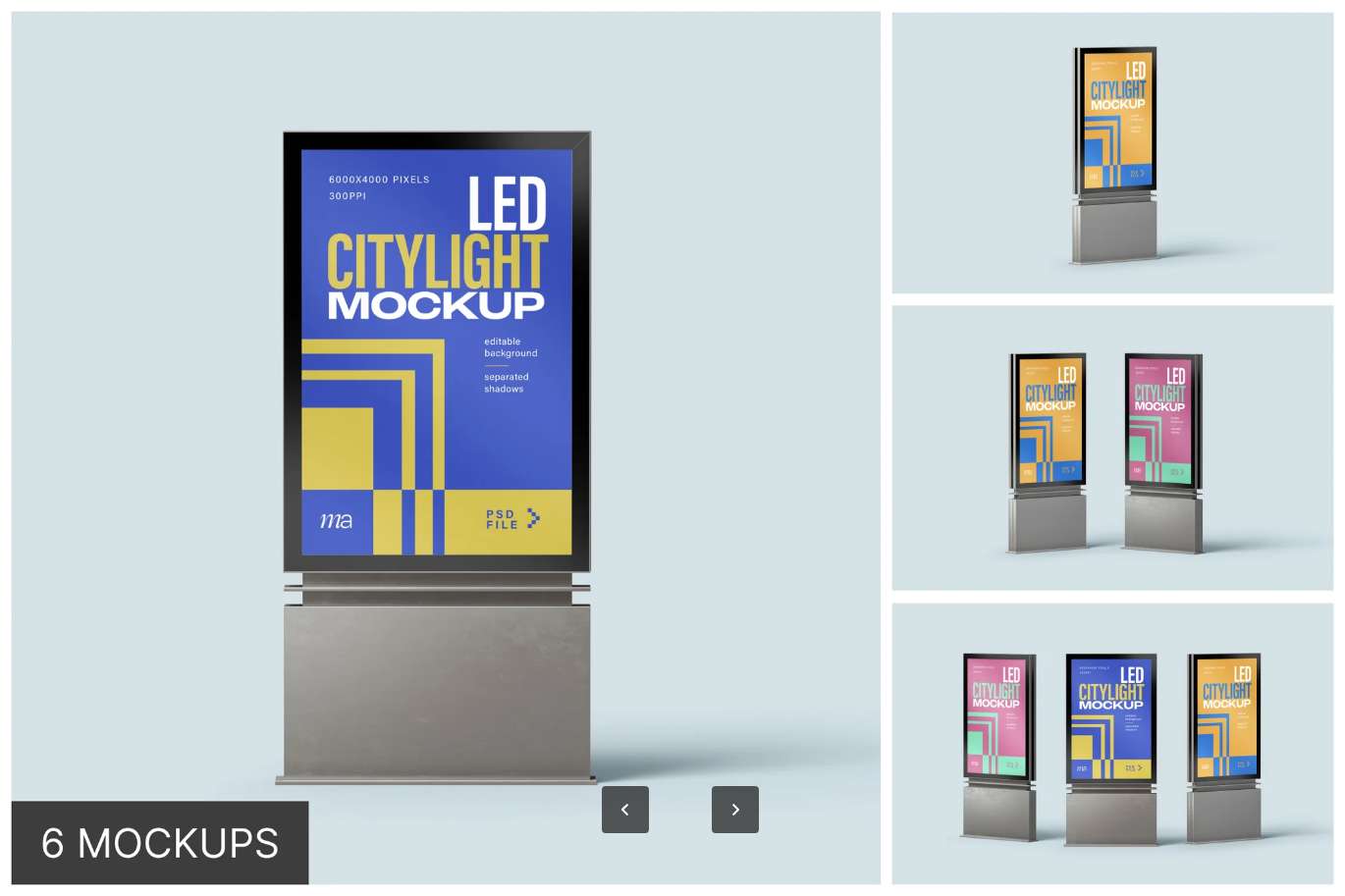 2025新款LED城市灯箱海报PSD分层样机素材高精度展示模板LED Citylight Poster Mockup Set-果觅网