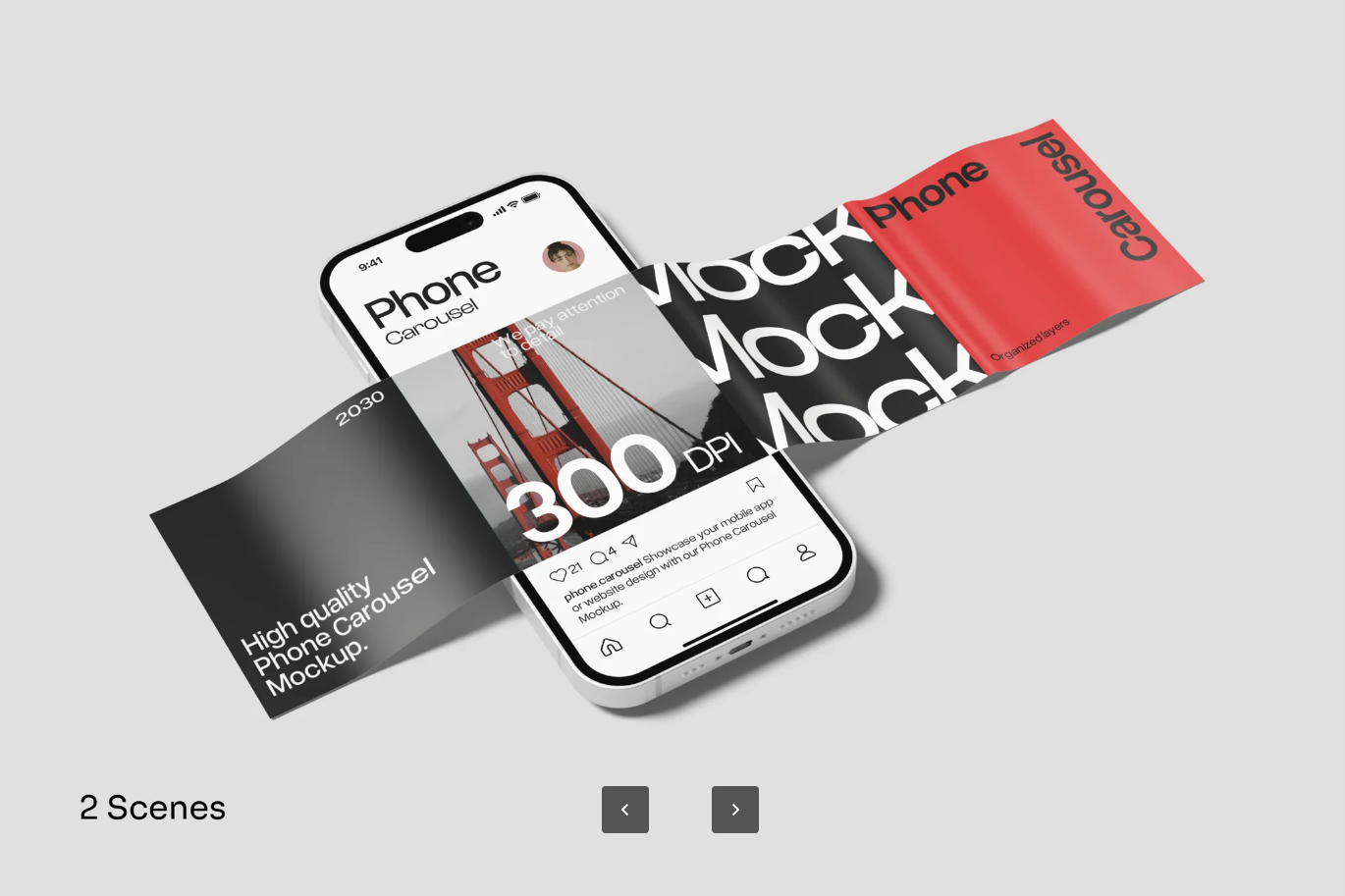 高端PS样机Carousel分层Mockup可编辑PSD智能对象设计素材模板Carousel Mockup-果觅网