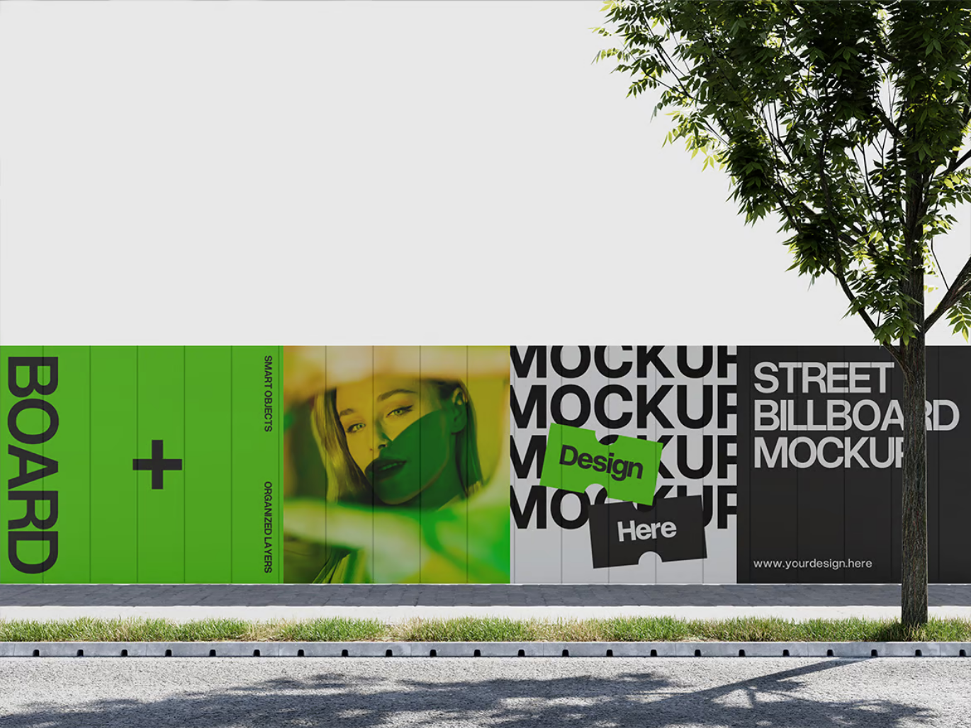 2025高端Billboard PS样机素材 Mockup分层可编辑广告牌展示模板Billboard Mockup-果觅网