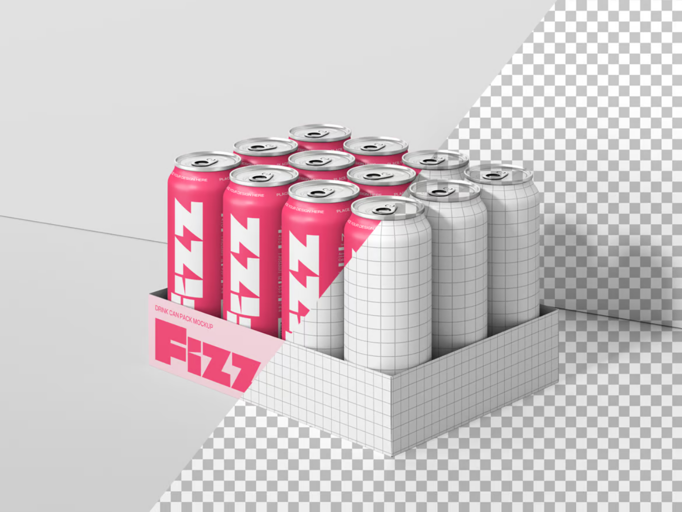 PSD分层Can Mockup样机 高分辨率啤酒罐包装设计素材一键换图Can Mockup-果觅网