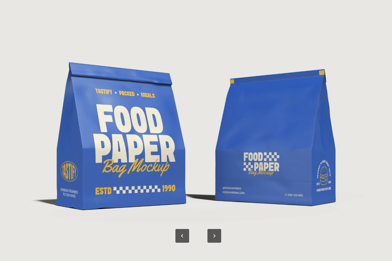 G6435 食品纸袋PSD样机高端质感可编辑图层商业包装展示素材Food Paper Bag Mockup