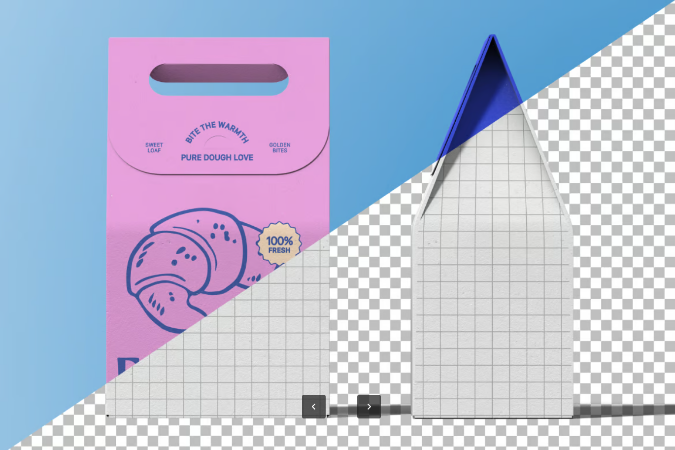 PS样机分层设计3D立体外卖盒食品包装样机多角度展示可编辑Takeaway Box Mockup-果觅网