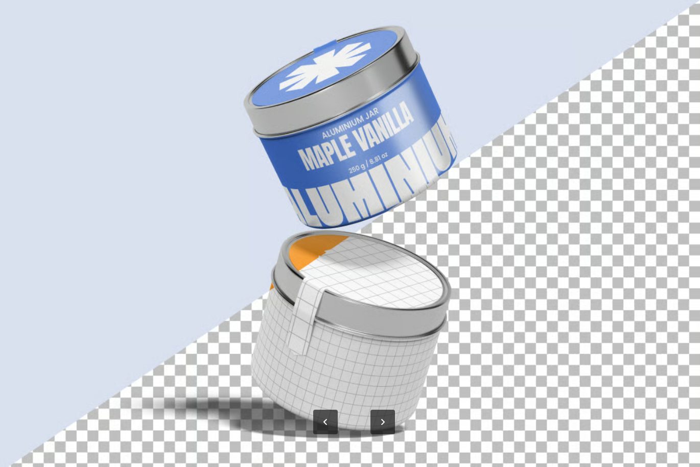 PS分层可编辑3D立体高精度铝罐样机 ins风金属质感包装设计素材Aluminum Jar Mockup-果觅网