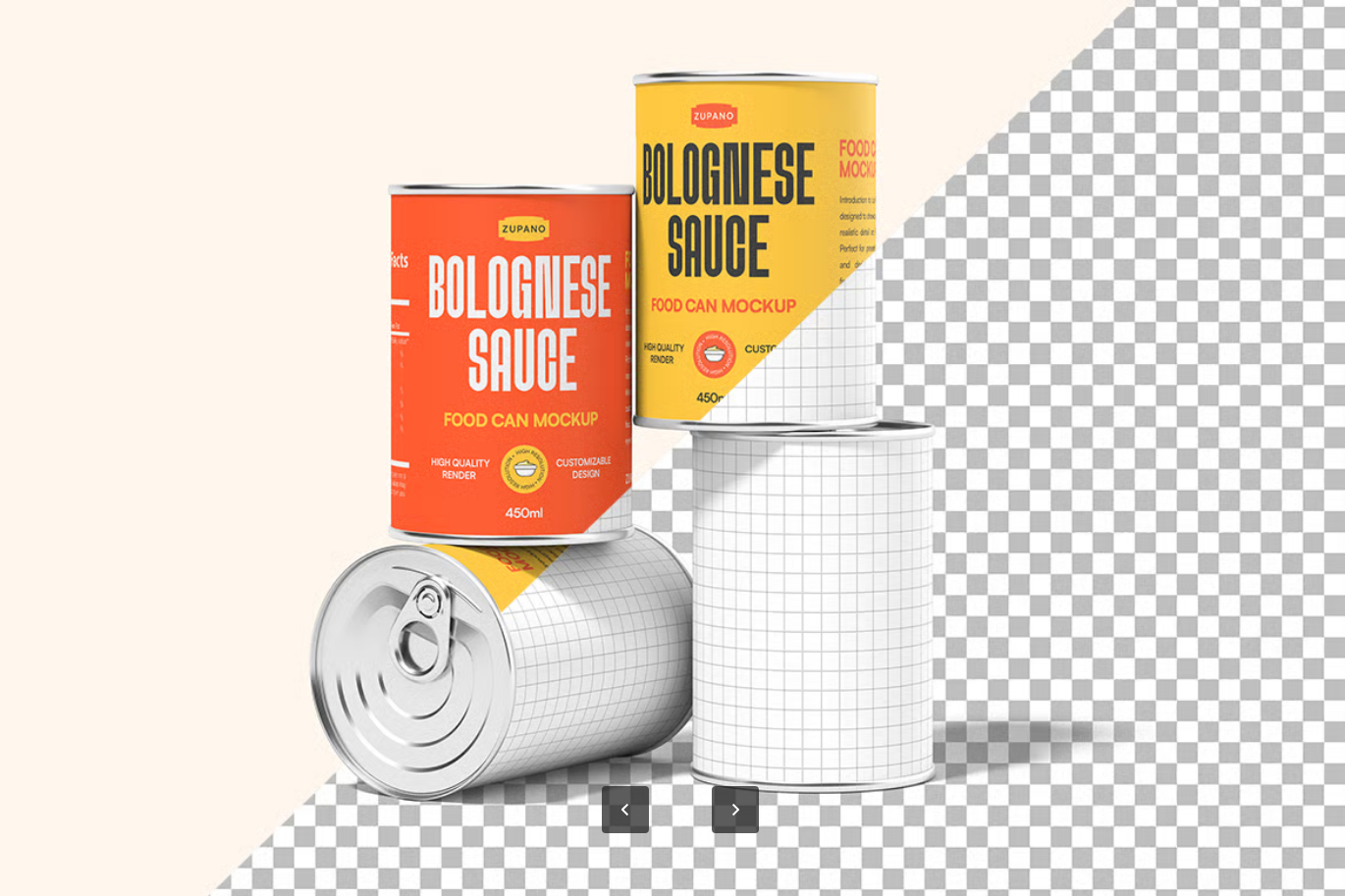 PSD分层食品罐头3D样机 PSD智能对象可编辑文字包装设计高分辨率Food Can Mockup-果觅网