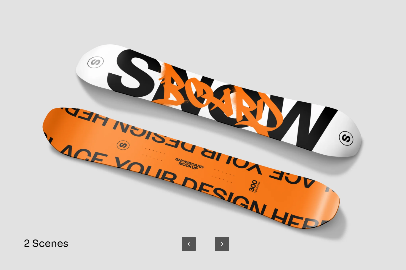 G6459 专业级可编辑滑雪板PSD样机高分辨率设计素材模板Snowboard Mockup