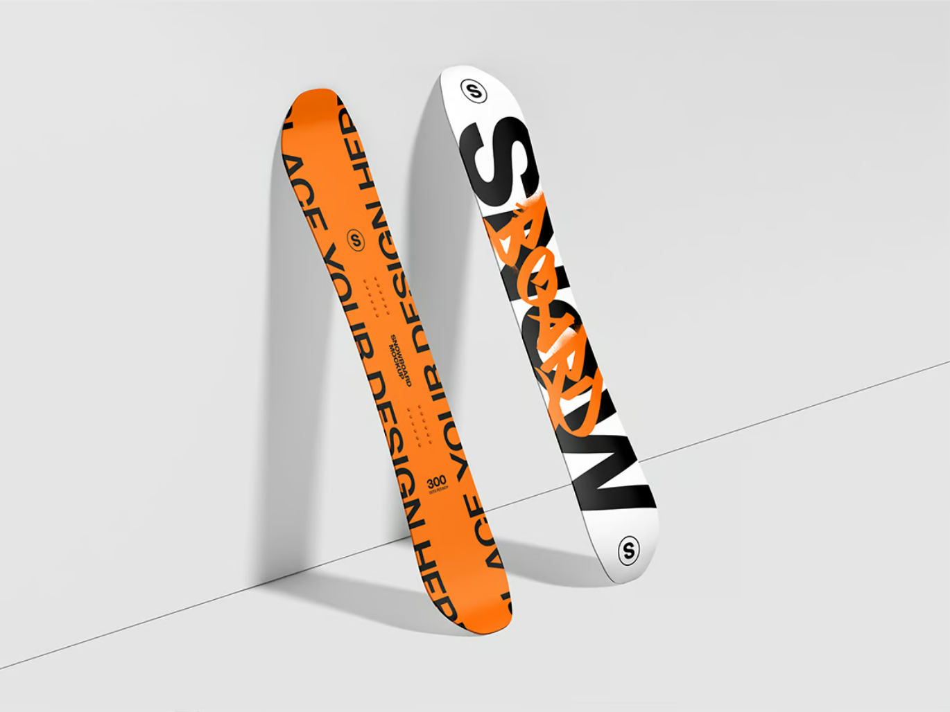 专业级可编辑滑雪板PSD样机高分辨率设计素材模板Snowboard Mockup-果觅网