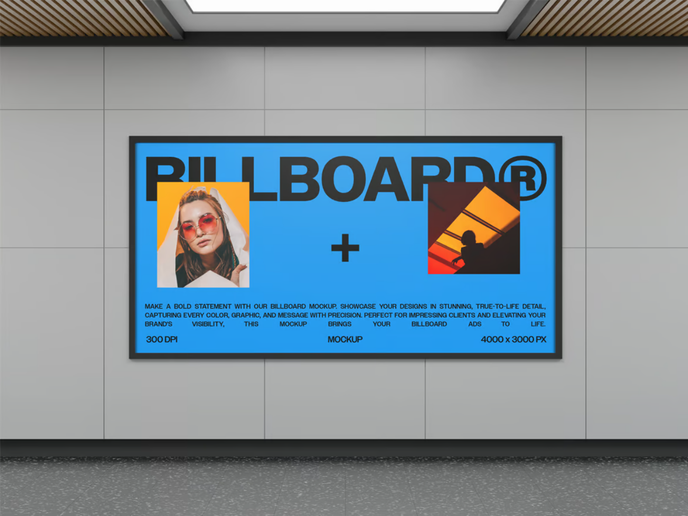 PSD分层广告牌样机高清可编辑 Billboard Mockup 商业设计海报模板智能对象Billboard Mockup-果觅网