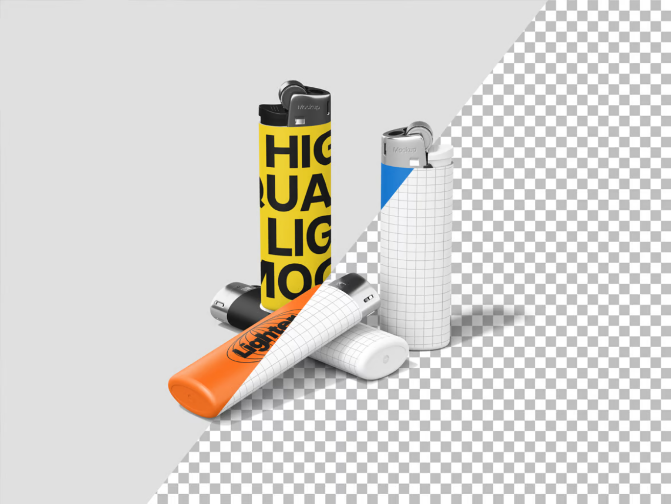 PS分层可编辑打火机3D样机 PSD高分辨率设计素材AI兼容包装展示Lighter Mockup-果觅网
