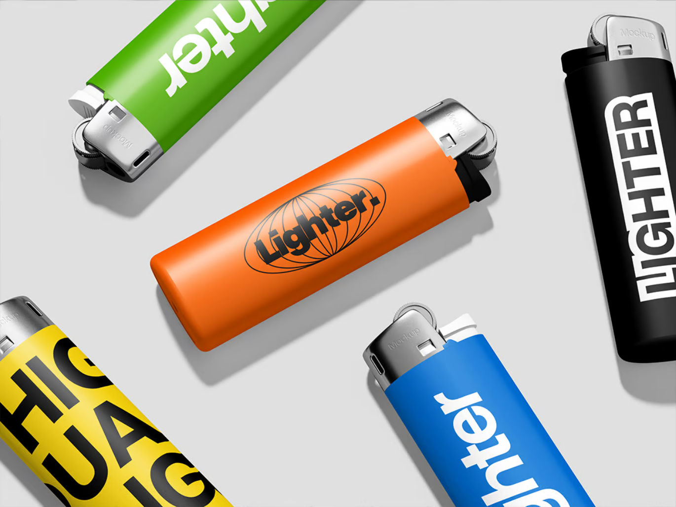 PS分层可编辑打火机3D样机 PSD高分辨率设计素材AI兼容包装展示Lighter Mockup-果觅网