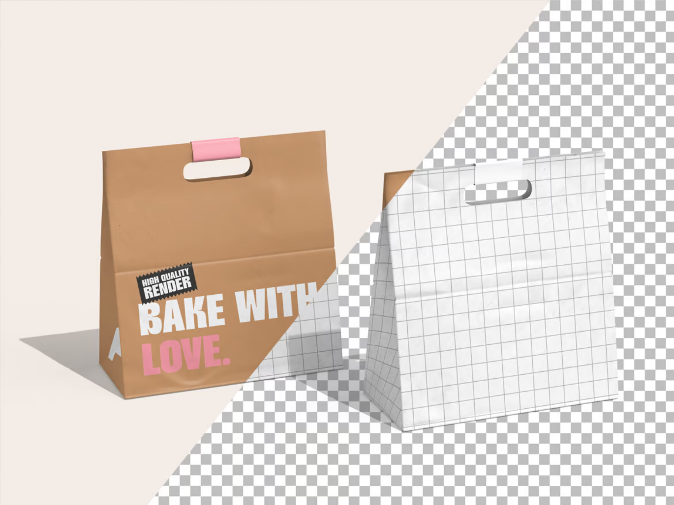 高端PSD分层纸袋样机Mockup可编辑智能对象多角度展示PS样机素材Paper Bag Mockup-果觅网