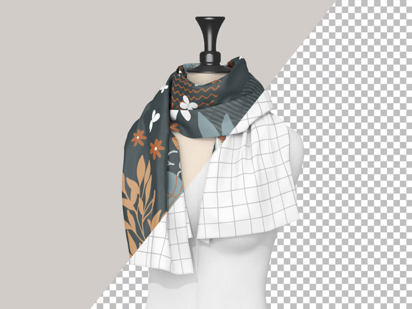 可编辑围巾样机PS模板高清质感分层设计PSD格式设计师必备Scarf Mockup-果觅网