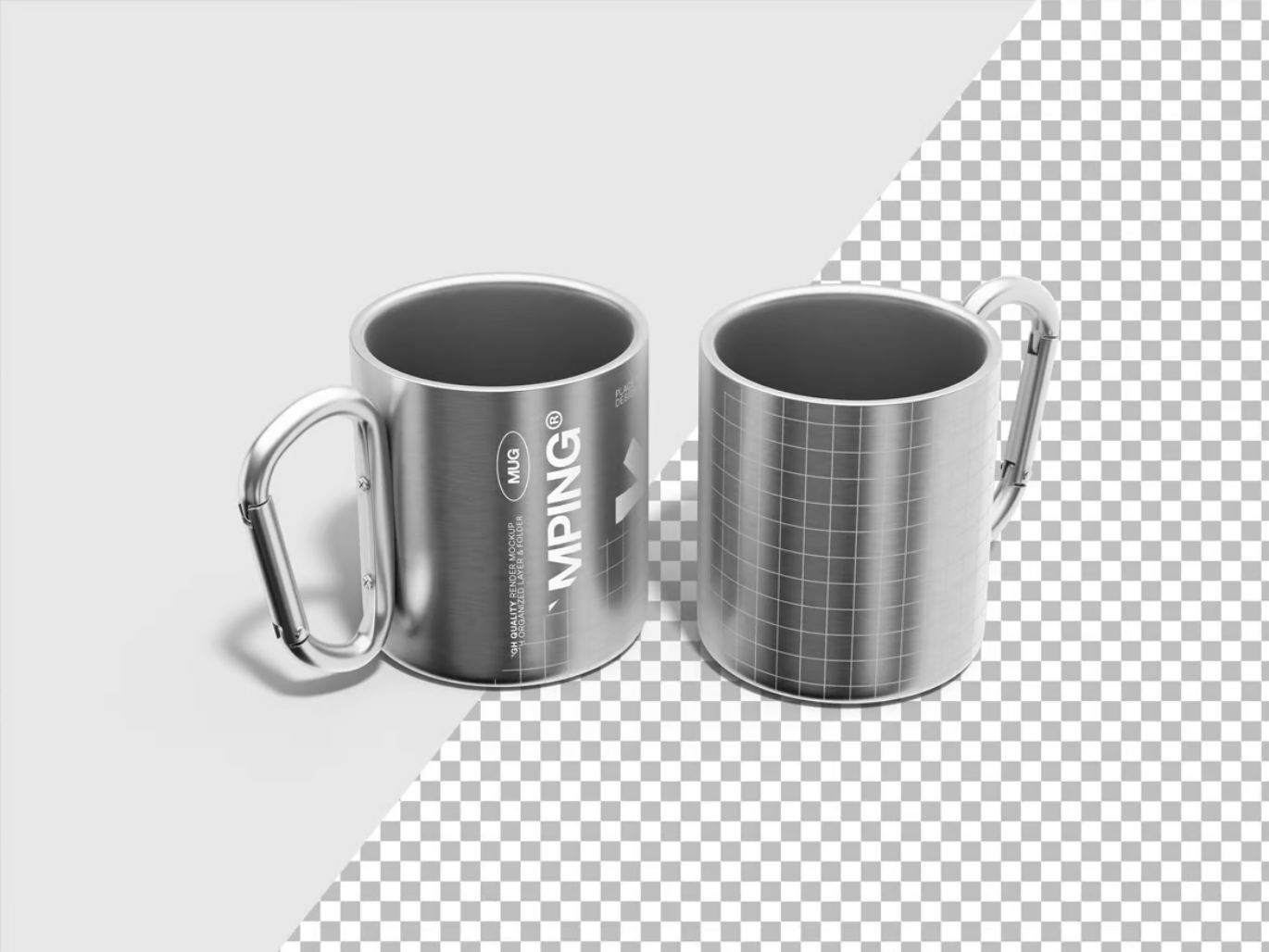 PS分层珐琅杯3D样机 PSD可替换设计高分辨率马克杯多角度展示Enamel Mug Mockup-果觅网