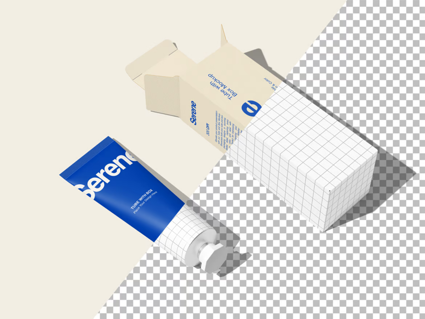 PS样机奶油管化妆品包装3D立体分层可编辑高端设计免抠图AI/PSCream Tube Mockup-果觅网