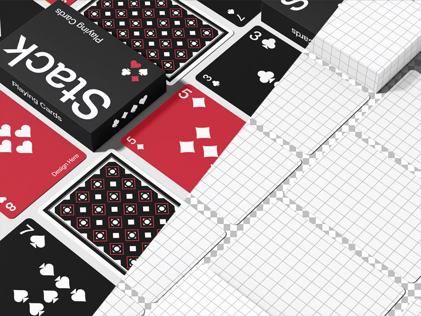 3D扑克牌样机PSD分层智能对象多角度展示可替换设计素材Playing Card Mockup-果觅网