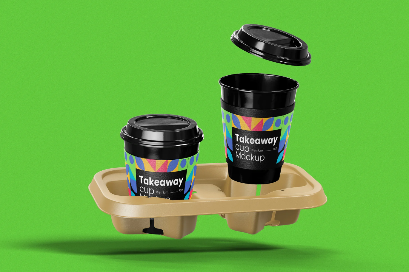 G6495 PSD分层可编辑杯子模型样机透明背景高质量360度展示Cup with Holder Mockup
