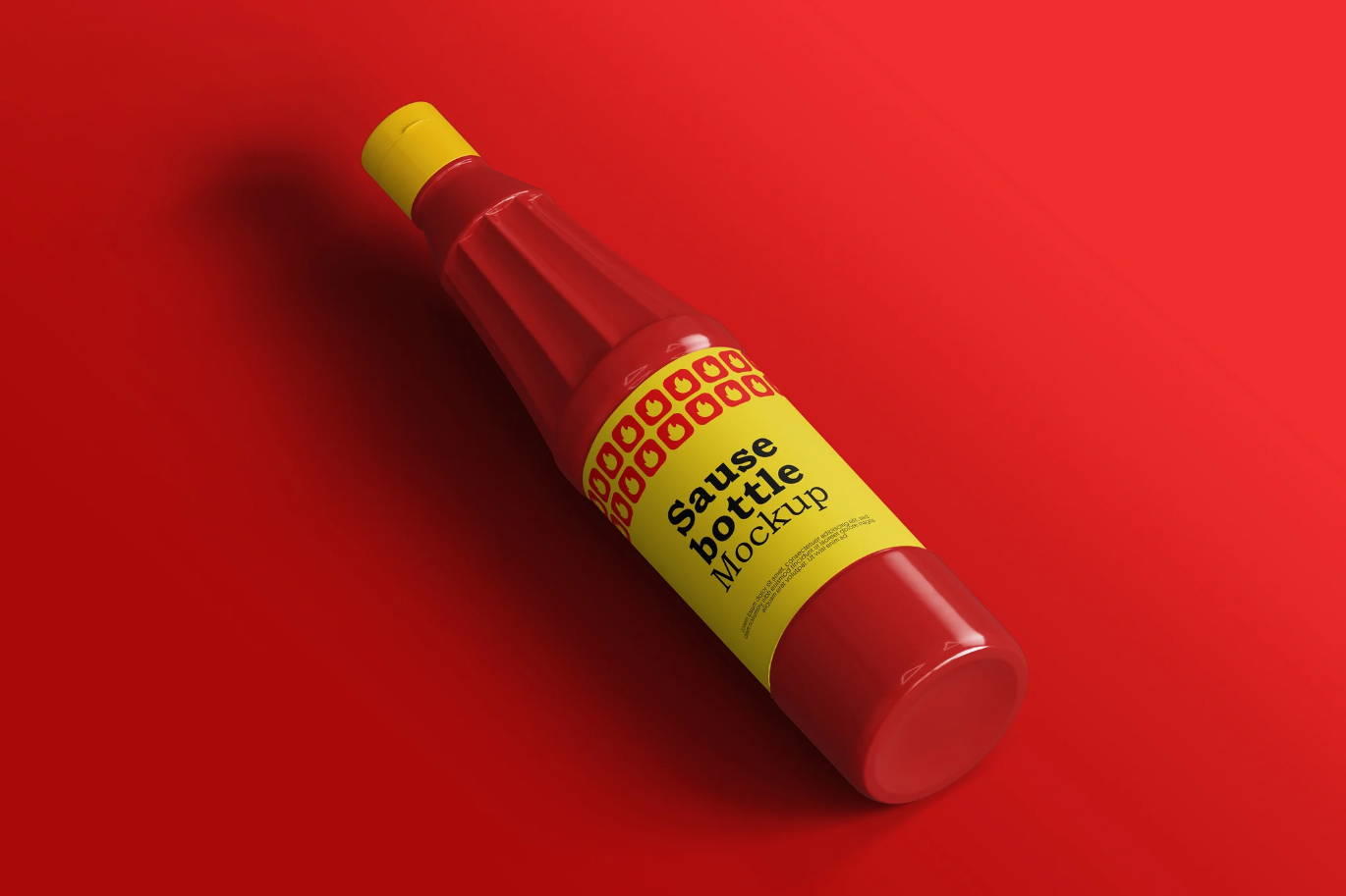 G6499 高分辨率酱料瓶PS样机分层设计可编辑3D效果Sauce Bottle Mockup