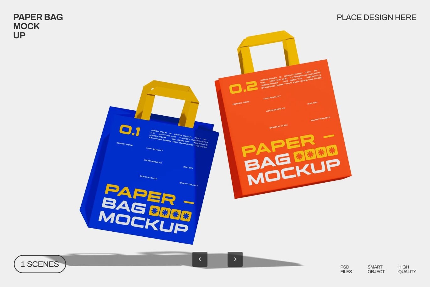 G6505 高端可编辑牛皮纸袋PSD分层样机Photoshop商业设计素材模板Paper Bag Mockup