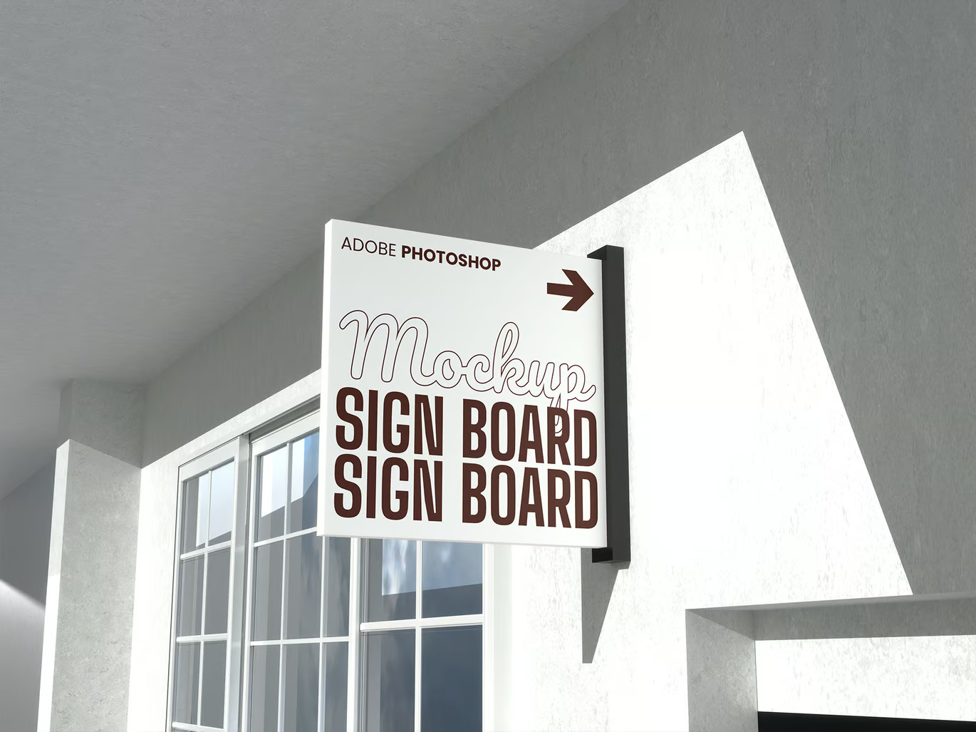 PS分层可编辑广告牌Mockup高清门头招牌样机设计师必备素材Sign Board Mockup-果觅网