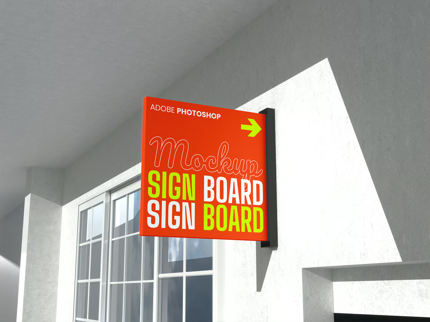 PS分层可编辑广告牌Mockup高清门头招牌样机设计师必备素材Sign Board Mockup-果觅网