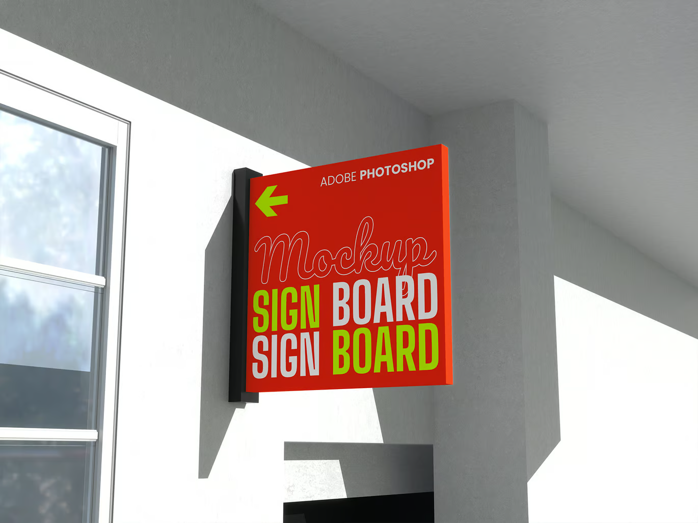 PS分层可编辑广告牌Mockup高清门头招牌样机设计师必备素材Sign Board Mockup-果觅网