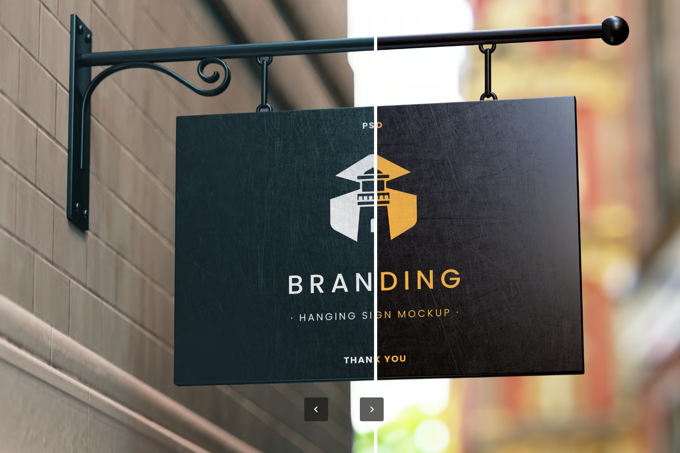 高逼真复古招牌PS样机 PSD分层3D悬挂标牌店铺装饰设计素材Vintage Wall Hanging Signage - Realistic Mockup-果觅网