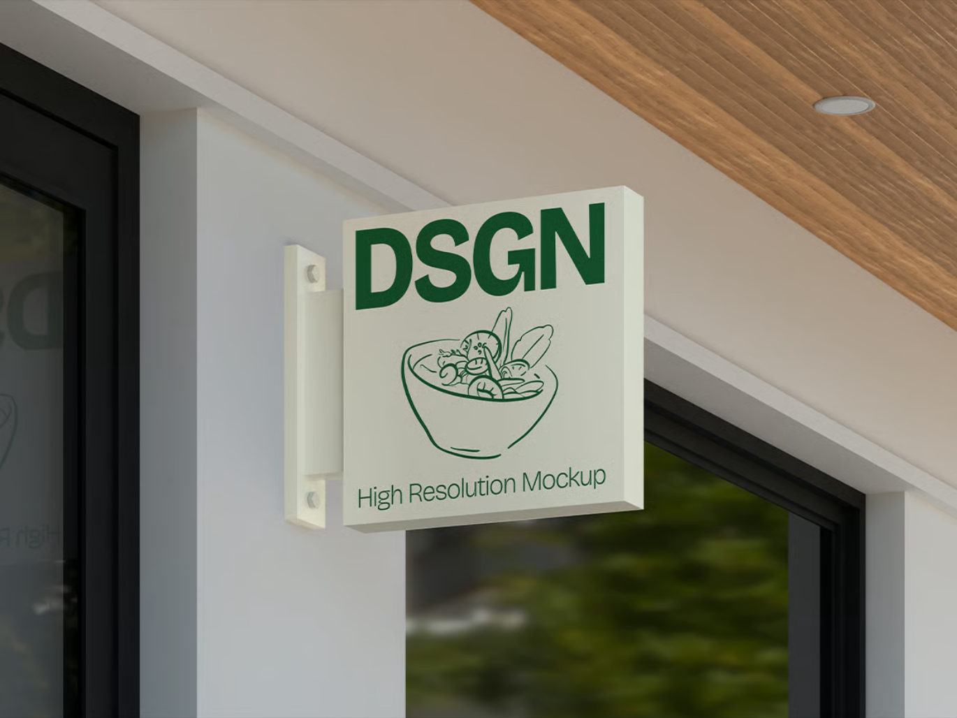 PSD分层可编辑广告牌PS样机设计素材VIP免费高清店铺门头招牌展示Sign Mockup-果觅网