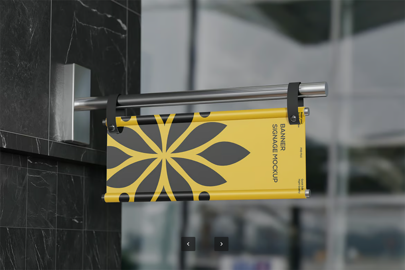 PS分层样机素材 Banner广告牌展示模板 PSD高清可编辑设计场景Banner Signage Mockup-果觅网