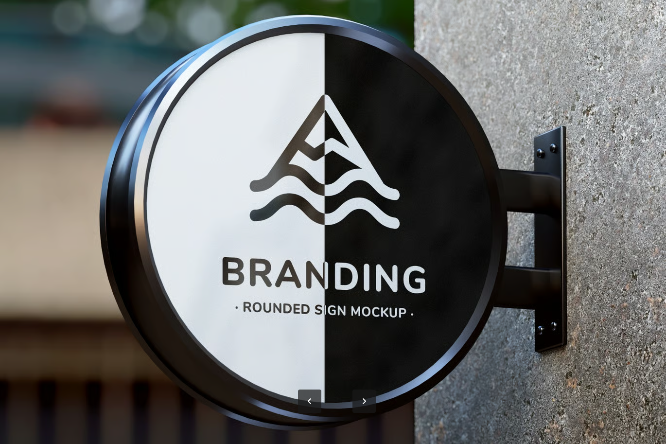圆形挂牌PS样机高清可编辑分层设计实景效果PSD格式模板Round Hanging Wall Sign - Realistic Mockup-果觅网