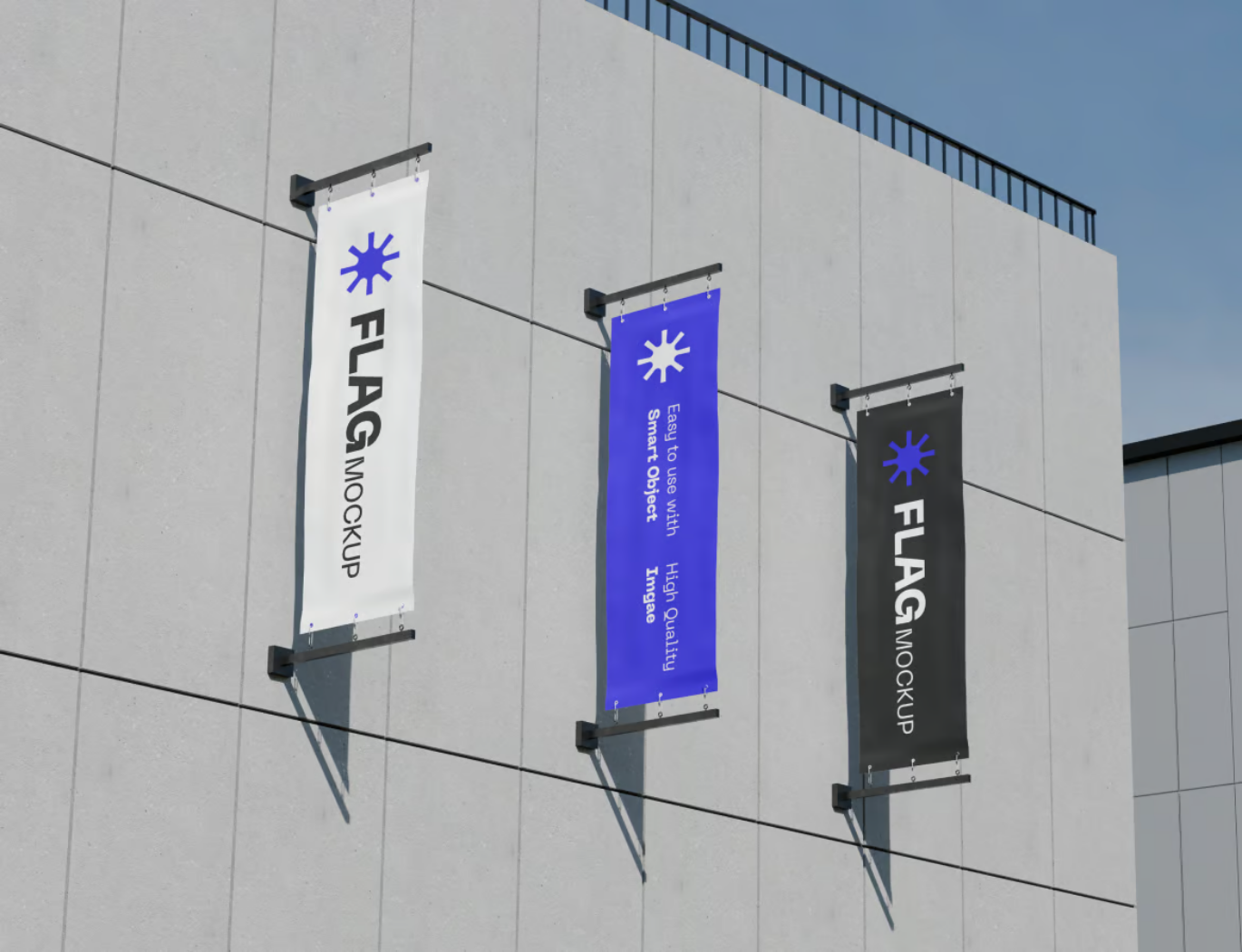 PSD分层可编辑横幅广告样机 电商banner展示高保真mockup设计素材Flag Banner Mockup-果觅网