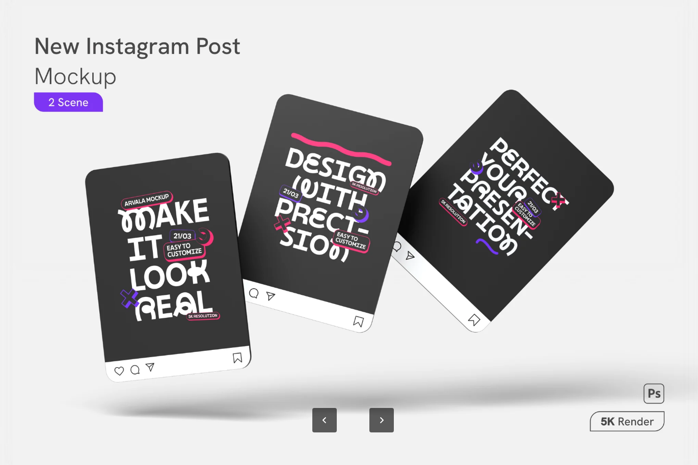 G6544 2024新款Instagram样机PSD分层可编辑模板高清分辨率设计师必备素材Intagram Post Mockup