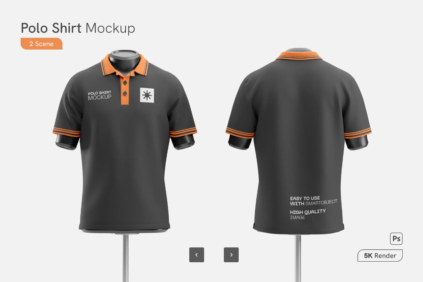 G6545 高质量Polo衫PS样机分层可编辑PSD格式T恤设计服装效果图Polo Shirt Mockup