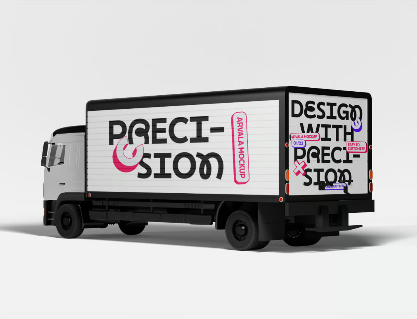 卡车样机PSD分层3D效果货车模型高清广告展示设计模板素材Truck Mockup-果觅网