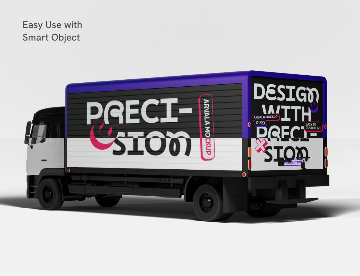 卡车样机PSD分层3D效果货车模型高清广告展示设计模板素材Truck Mockup-果觅网