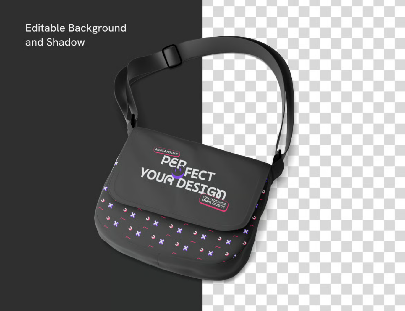 G6548 PS样机斜挎包Mockup分层设计透明背景电商广告素材Shoulder Bag Mockup