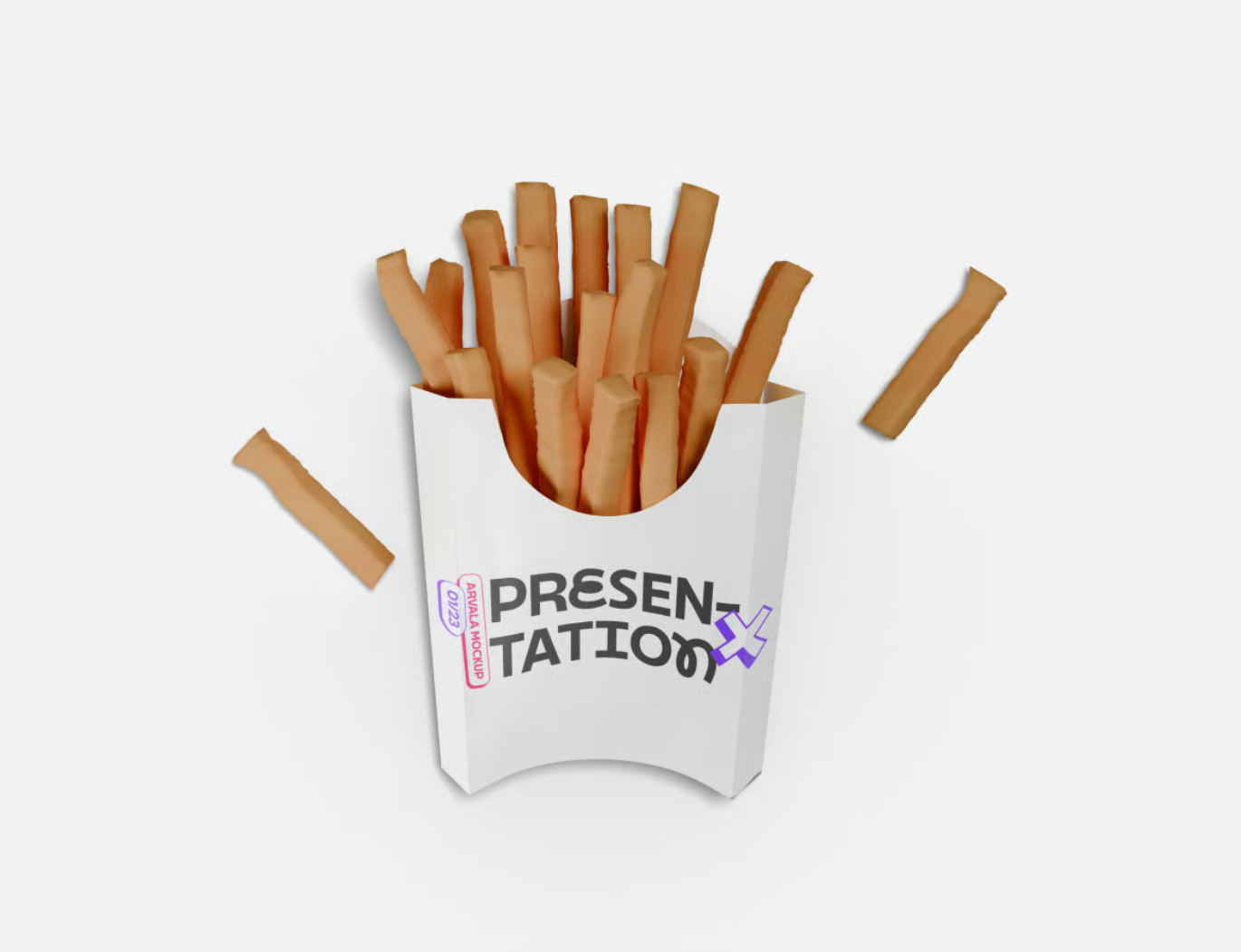 PS样机薯条包装设计分层PSD素材可编辑模板高分辨率立体展示French Fries Packaging Mockup-果觅网