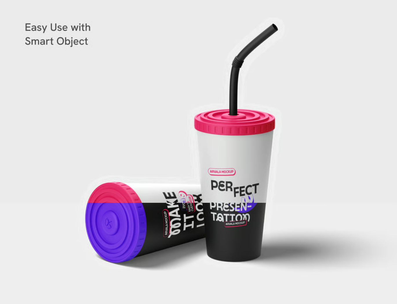 PS饮料杯样机透明分层设计PSD源文件高分辨率多角度展示Soda Cup Mockup-果觅网