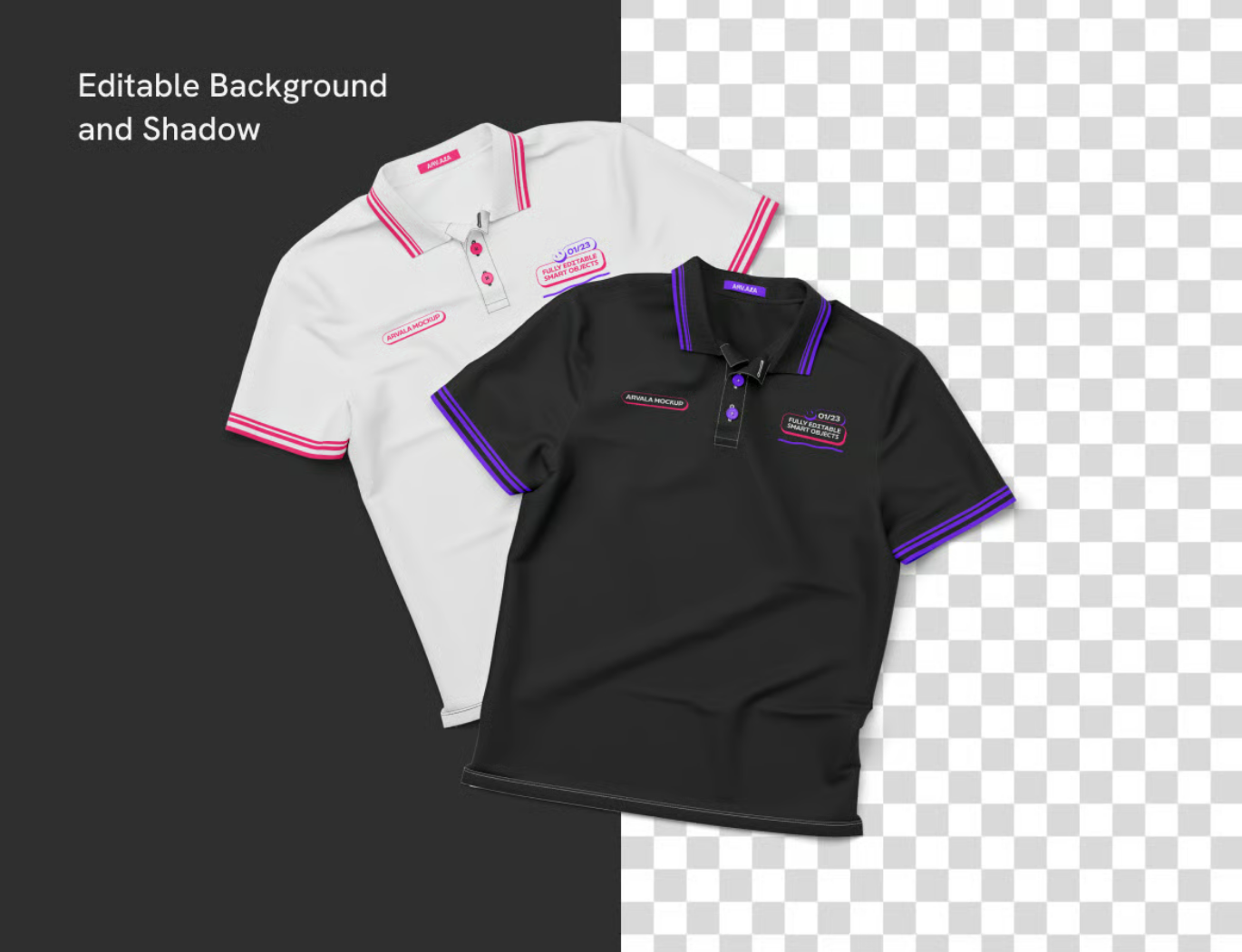 【PSD源文件】Polo衫分层可编辑PS样机 T恤设计模板高质量服装效果图Polo Shirt Mockup-果觅网